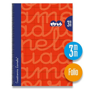 Lamela Cuaderno Espiral con 80 Hojas de 90g/m2 con Margen - Formato Folio - Pauta Cuadrovia de 3mm - Cubierta Extra Dura - Papel Offset Blanco Extra -