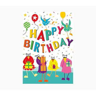 Pictura Zig-Zag Tarjeta Triptica de Felicitacion de Cumpleaños 15x22cm - Incluye Sobre Blanco - Papel con Certificacion FSC