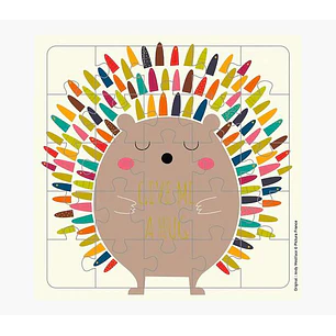 Pictura Tarjeta Puzzle - 25 Piezas - Tematica Erizo - 15.5x15.5cm - Incluye Tarjeta Plegada - Embolsada en Celofan - Incluye Sobre Blanco - Papel con 