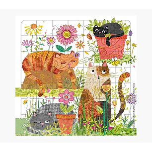 Pictura Tarjeta Puzzle de Gatos - 15.5x15.5cm - 49 Piezas - Tematica Felina - Incluye Sobre Blanco - Certificacion FSC