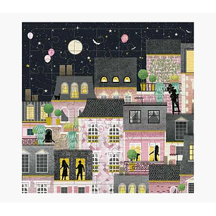 Pictura Tarjeta Puzzle - 15.5x15.5cm - Tematica Ciudad de Noche - 49 Piezas - Incluye Tarjeta Plegada y Sobre Blanco - Certificacion FSC