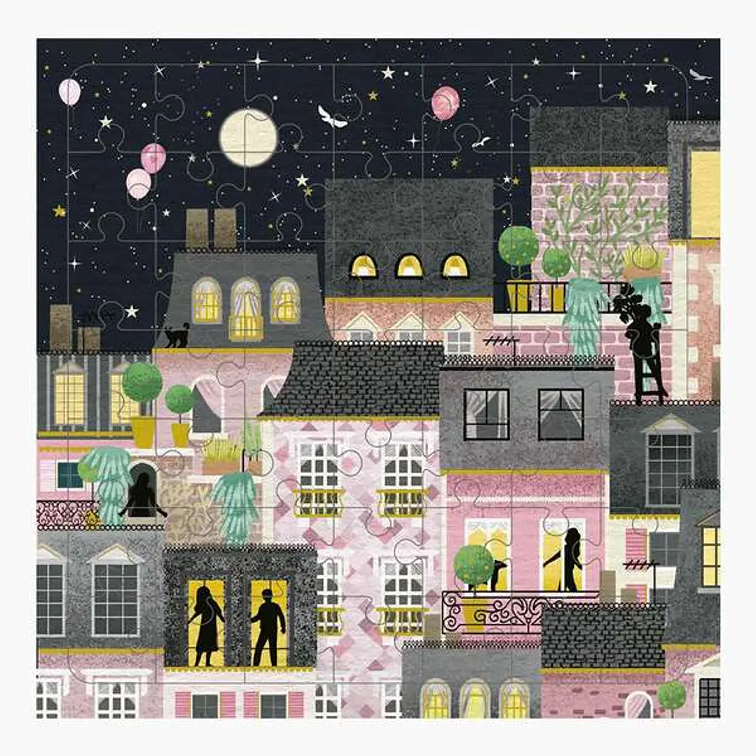 Pictura Tarjeta Puzzle - 15.5x15.5cm - Tematica Ciudad de Noche - 49 Piezas - Incluye Tarjeta Plegada y Sobre Blanco - Certificacion FSC 1