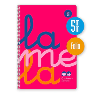 Lamela Cuaderno Espiral con 80 Hojas de 90g/m2 con Margen - Formato Folio - Pauta Cuadrovia de 5mm - Cubierta de Polipropileno - Papel Offset Blanco E