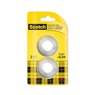 Scotch Pack de 2 Cintas Adhesivas de Doble Cara - Recambio - 12mm x 6.3m - Color Transparente