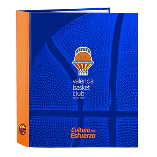 Safta Valencia Basket Carpeta con 4 Anillas 40mm - Tapas Duras Forradas - Formato Folio - 270x60x330mm - Color Azul Oscuro