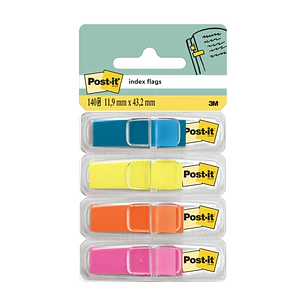 Post-It Index Pack de 4 Dispensadores con 35 Marcadores de Indice Reposicionables - Forma Rectangular - Colores Surtidos