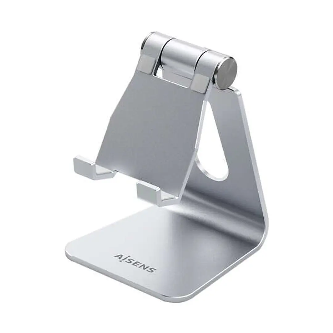 Aisens Soporte de Sobremesa Tamaño M Ajustable (1 Pivote) para Movil / Tablet - Color Plata 1