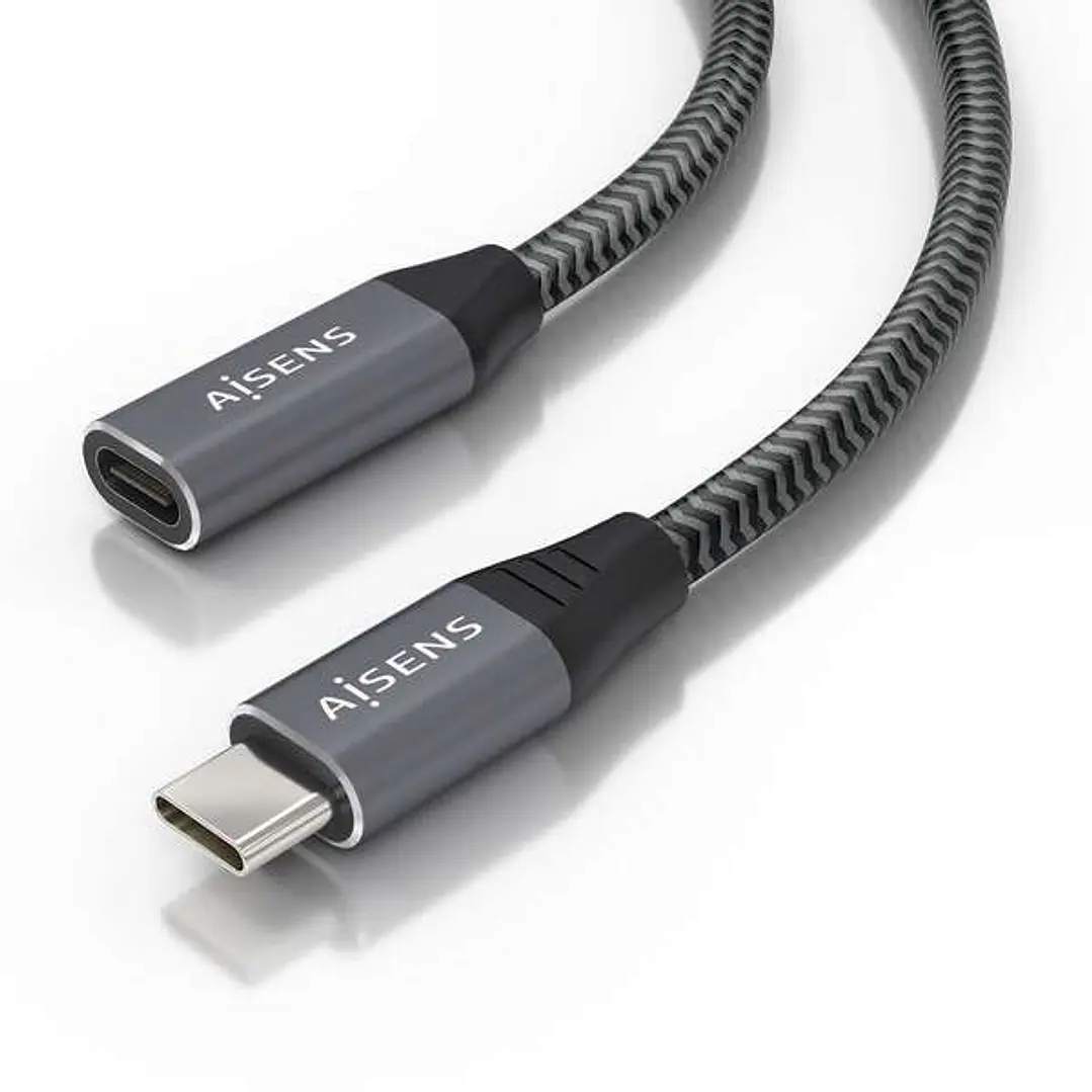 Aisens Cable USB 3.2 GEN2x2 Aluminio 20Gbps 8K@30Hz 5A 100W - Tipo USB-C/M-USB-C/H - 0.5m - Color Gris 1