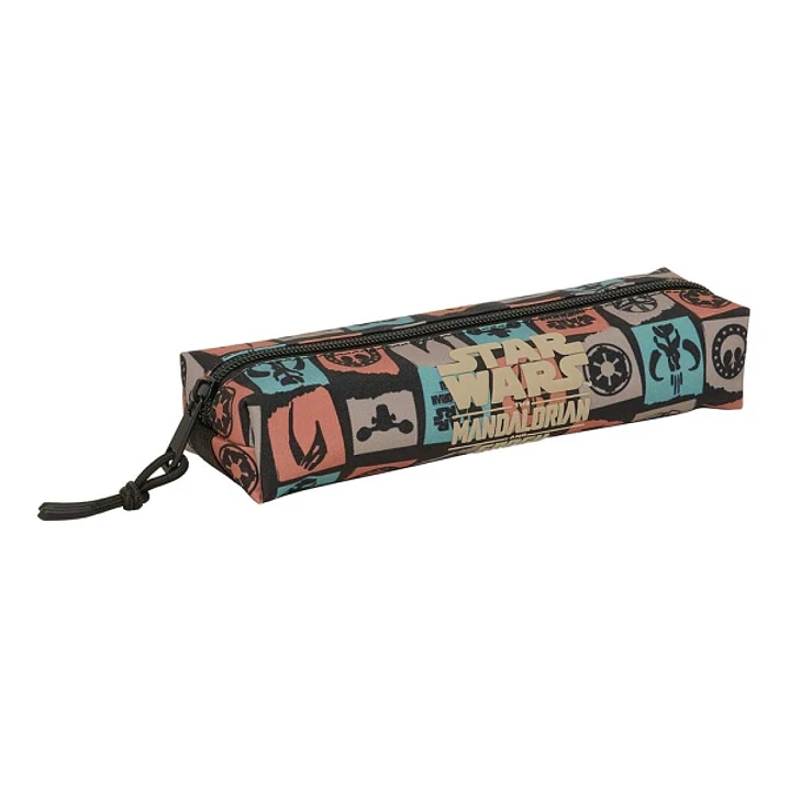Safta Mandalorian and Grogu Portatodo Rectangular - Goma Elastica Trasera - Cremallera - 22x4x7cm - Color Negro 1