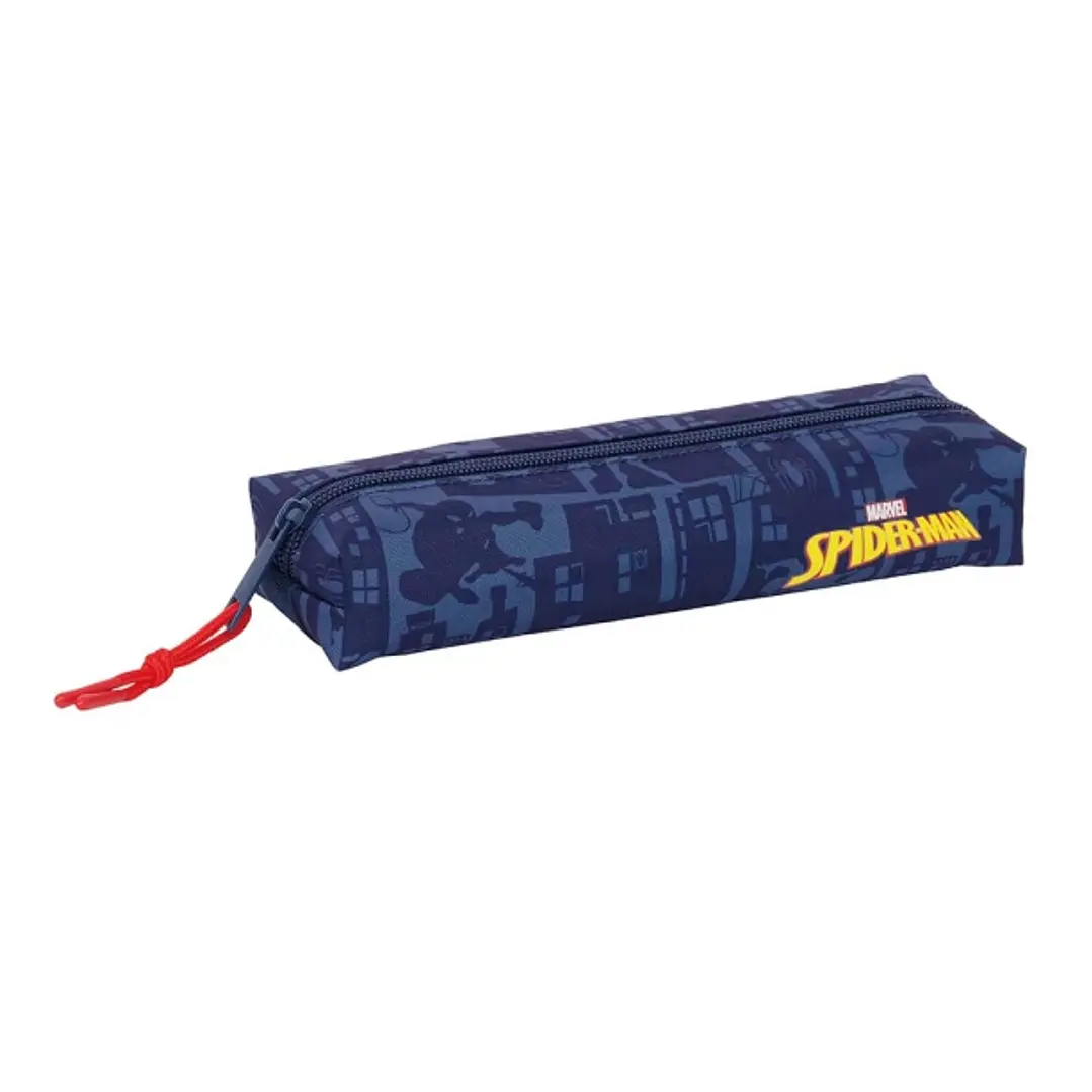 Safta Spider-Man Portatodo - Cremallera - Goma Elastica - 0.53L - 220x70x40mm - Color Azul Marino 1