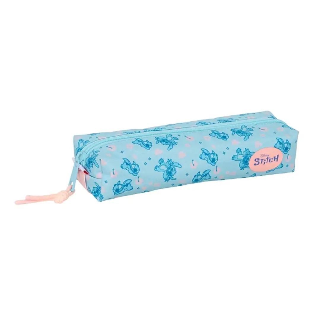 Safta Stitch Ohana Portatodo - Cremallera - Goma Elastica - 0.53L - 220x70x40mm - Color Azul Claro 1