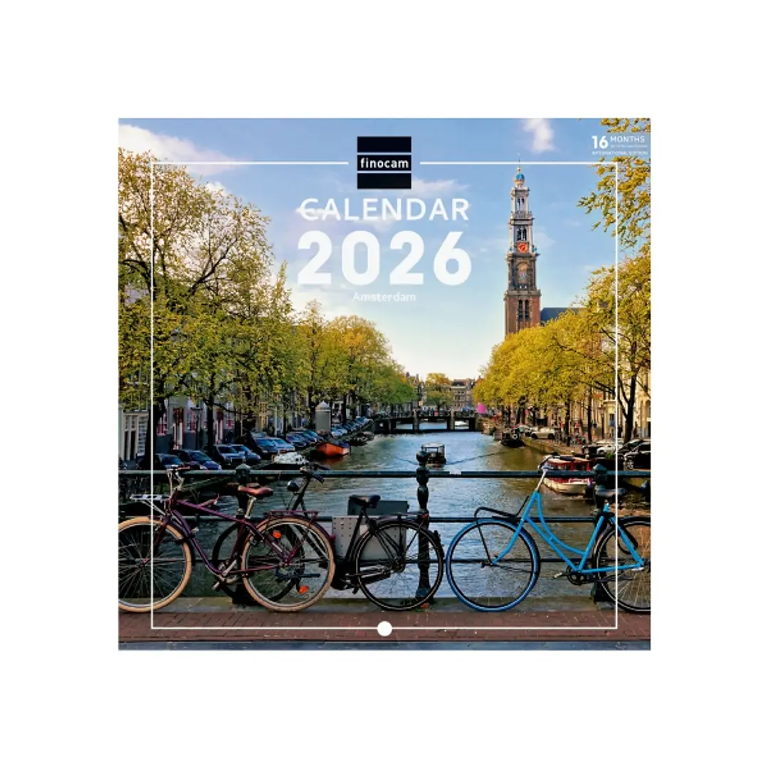 Finocam Calendario de Pared Internacional - Anual 2026 - Imagenes Variadas - 191x5x185mm - Tematica de Amsterdam 1