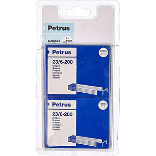 Petrus Pack de 4 Cajas de 1000 Grapas 23/6-200 Cobreadas - Hasta 20 Hojas - Patilla de 6mm