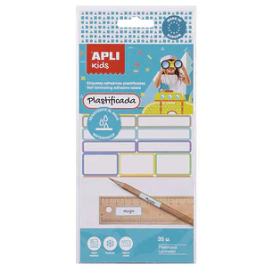 Apli Kids Pack de 35 Etiquetas Plastificadas Surtidas - Tres Tamaños: 46.5x10mm (14), 30.5x19mm (3), 30.6x11mm (18) - Alta Calidad y Durabilidad - Fil
