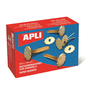 Apli Pack de 100 Encuadernadores Metalicos con Arandela 18mm - Aptos para todo Tipo de Documentos - Incluyen Arandela para Embellecer y Evitar Rozadur