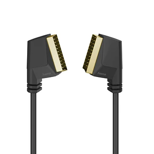Hama Essential Cable de Audio y Video - Longitud 1.5m - 2x Euroconector Scart - Contactos Chapados en Oro - Color Negro