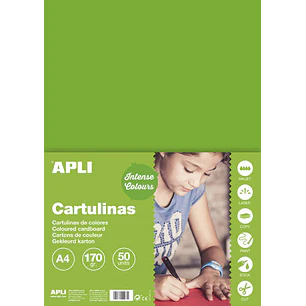 Apli Cartulina Verde Hierba A4 170g 50 Hojas