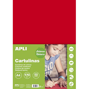Apli Cartulina Roja A4 170g 50 Hojas