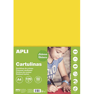Apli Cartulina Amarilla A4 170g 50 Hojas