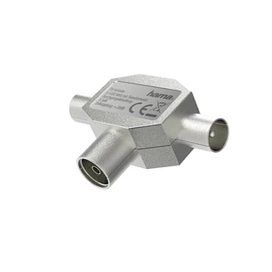 Hama Essential Divisor de Antenas - Coaxial Hembra - Coaxial Macho x2 - Metalico - Color Plata