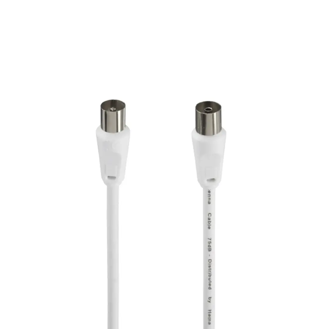 Hama Entry Cable Coaxial de Antena Macho/Hembra - Longitud 3m - Apantallamiento 75dB - Impedancia 75Ohm - Color Blanco 1