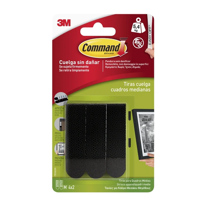 Command Tiras Adhesivas para Colgar Cuadros - Color Negro 1