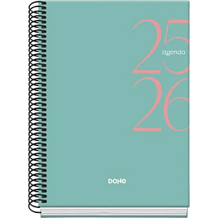 Dohe System Agenda Escolar 25/26 Espiral A5 - Dia Pagina - Papel 70g/m2 - Cubierta de Carton Plastificado - Color Verde