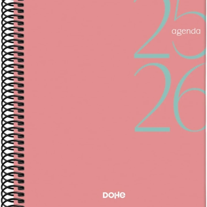 Dohe System Agenda Escolar 25/26 Espiral A5 - Dia Pagina - Papel 70g/m2 - Cubierta de Carton Plastificado - Color Rosa 1