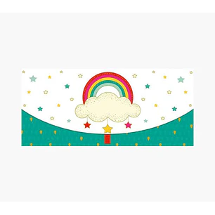 Pictura Tarjeta Money Cards - Tarjeta de Regalo Tipo Sobre Horizontal - Tematica Arcoiris - 21.3x9.6cm - Embolsada Individualmente en Celofan - Inclui