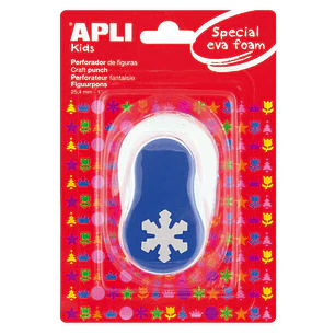 Apli Perforadora Copo de Nieve - Figura de 25.4mm - Perfora Papel, Carton, Cartulina y Goma Eva de Hasta 2mm - Deposito de Restos - Doble Uso - Ideal 