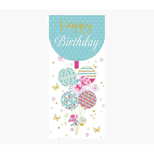 Pictura Tarjeta Money Cards - Tarjeta de Regalo Vertical - Tematica Globos - 9.6x21.3cm - Embolsada Individualmente - Incluido Sobre Blanco - Papel co