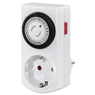 Hama Mini Enchufe Temporizador Mecanico - Potencia Maxima 3680W - Intervalos de 30min - Color Blanco