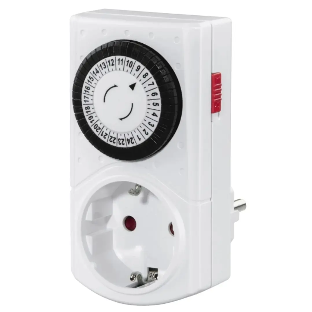 Hama Mini Enchufe Temporizador Mecanico - Potencia Maxima 3680W - Intervalos de 30min - Color Blanco 1