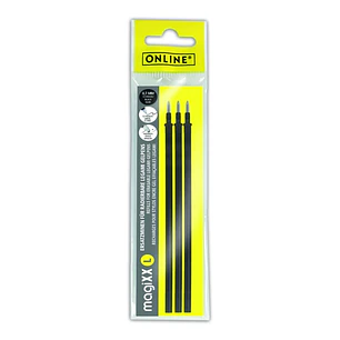 Online MagiXX L Pack de 3 Recambios de Tinta Gel Borrable - Trazo de 0.7mm - Color Negro