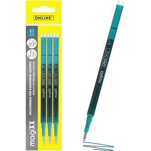 Online MagiXX Pack de 3 Recambios de Tinta Gel Borrable - Trazo de 0.7mm - Color Turquesa