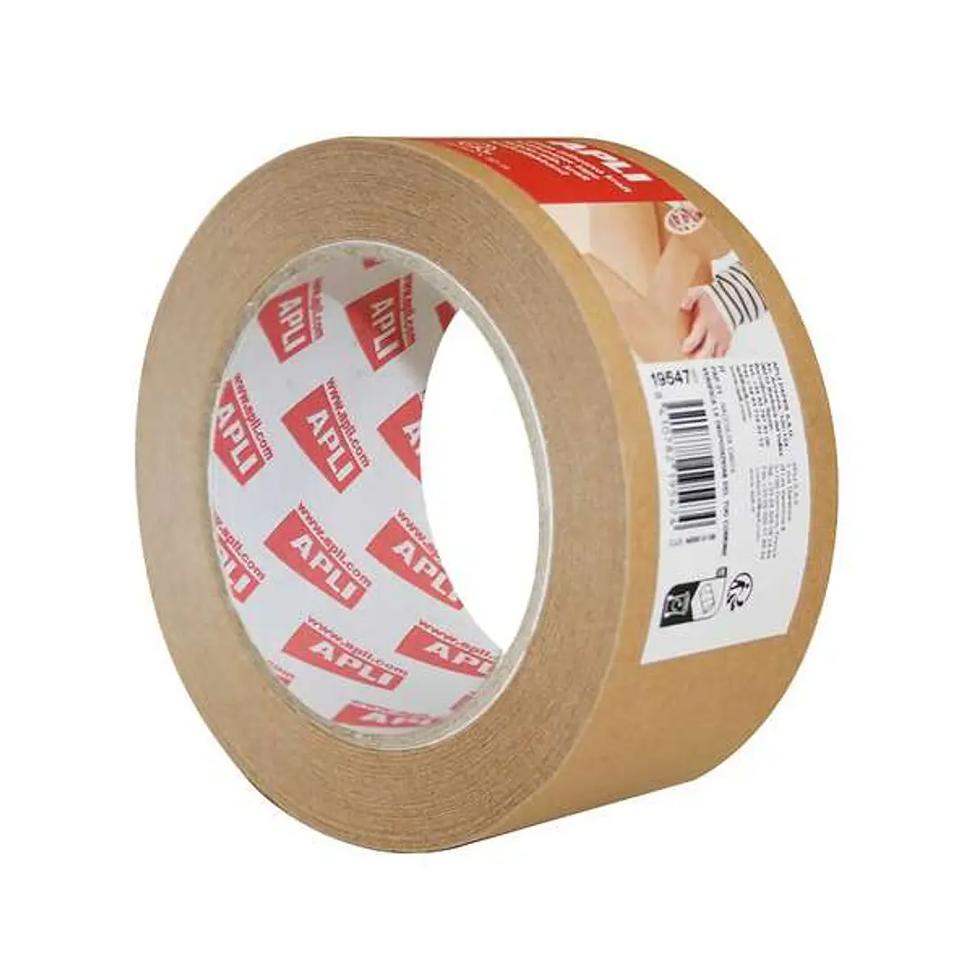 Apli Cinta Adhesiva Kraft 48mmx50m - Alta Adherencia - Respetuosa con el Medio Ambiente - Adhesivo de Caucho Natural - Color Marron 1