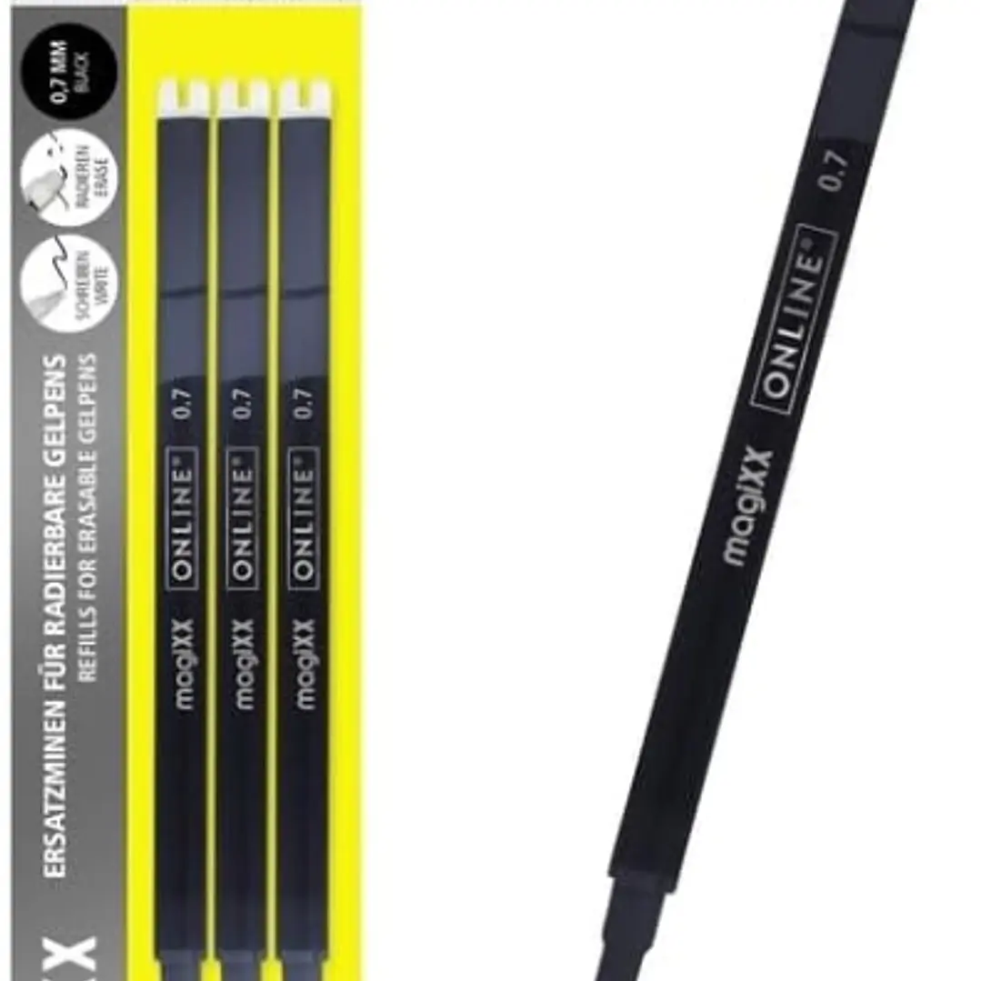 Online MagiXX Pack de 3 Recambios de Tinta Gel Borrable - Trazo de 0.7mm - Color Negro 1