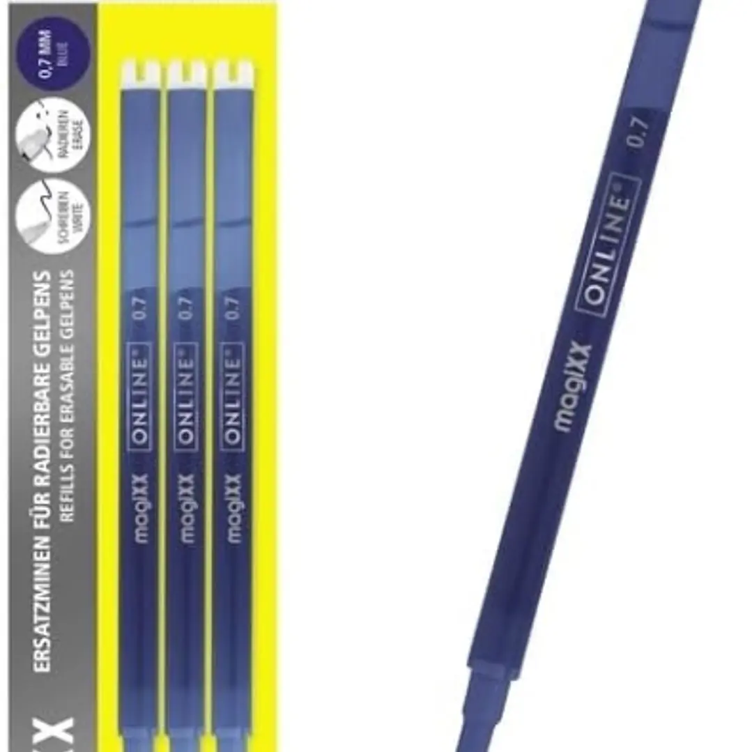 Online MagiXX Pack de 3 Recambios de Tinta Gel Borrable - Trazo de 0.7mm - Color Azul 1