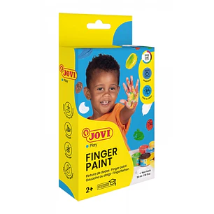 Jovi Finger Paint Estuche de 6 Botes Pintura de Dedos - Colores Mezclables - Textura Gelatinosa - Lavable - sin Gluten - No Toxico - Color Surtido