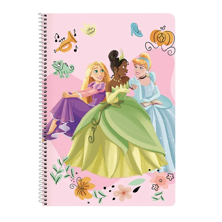 Safta Princesas Disney Magical Cuaderno Espiral - 80 Hojas Cuadriculadas 4x4mm - Tapas Duras Glasofonadas - 80g/m2 - Espiral Metalico - Formato Folio  1