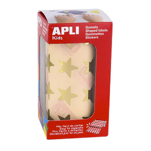Apli Gomets Estrella Oro Metalizado - Tamaño 19.5mm - Adhesivo Permanente - 1416 Gomets por Rollo - Ideal para Actividades Creativas con Niños