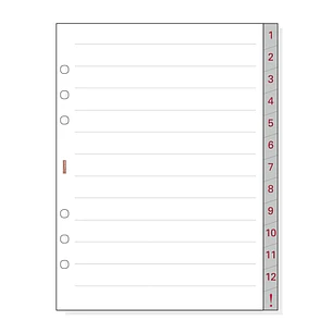 Finocam R1072 Separadores Numerados para Agendas Open - 13 Solapas - Formato 1000 - 166x2x215mm - Papel - Color Blanco