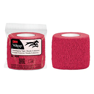 3M Vetrap Venda Cohesiva - 5cm x 4.5m - Flexible - Transpirable - Autoadhesiva - Color Rojo