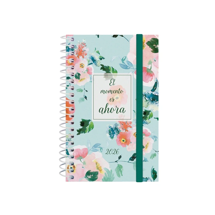 Finocam Design Collection Agenda de Espiral - Anual 2026 - Tapa Ligera - Formato E3 - 85x14x127mm - Semana Vista Horizontal - Tematica de Flores 1