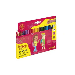 Jovi Crayons Student Estuche de 24 Ceras - Resistentes - No Manchan - Agradables de Rayar - Acabado Brillante - Gran Duracion - Mezclables - Color Sur