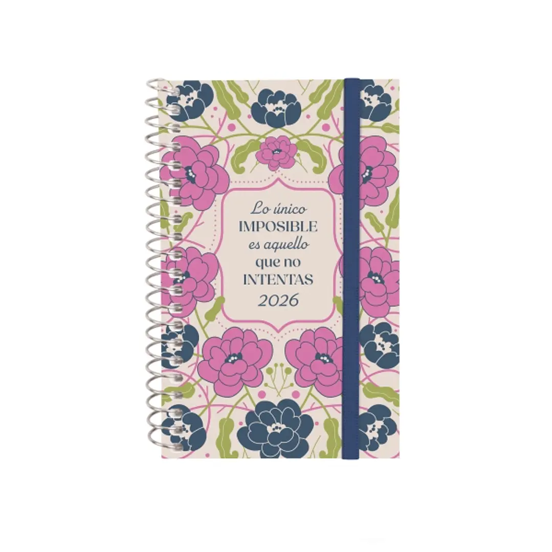 Finocam Design Collection Agenda de Espiral - Anual 2026 - Tapa Ligera - Formato E3 - 85x14x127mm - Semana Vista Horizontal - Tematica de Flores 1