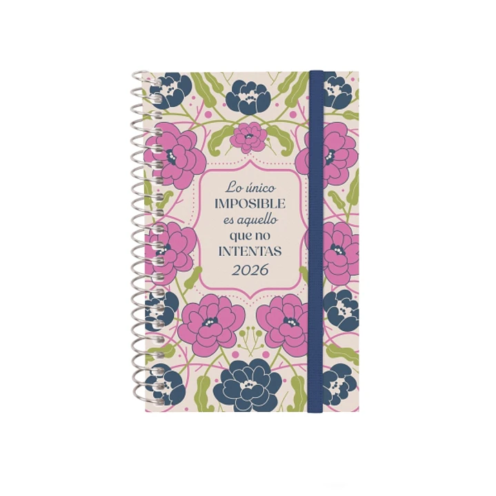 Finocam Design Collection Agenda de Espiral - Anual 2026 - Tapa Ligera - Formato E3 - 85x14x127mm - Semana Vista Horizontal - Tematica de Flores 1
