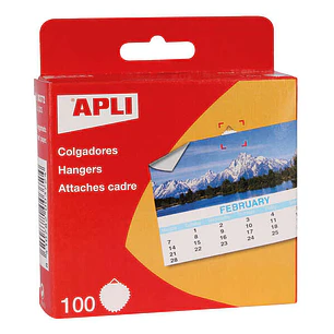 Apli Colgadores de Papel Engomado Redondos Ø 30mm - Borde en Estrella - Triangulo Metalico de Soporte - Adhesivo Blanco de Gran Resistencia - Color Bl