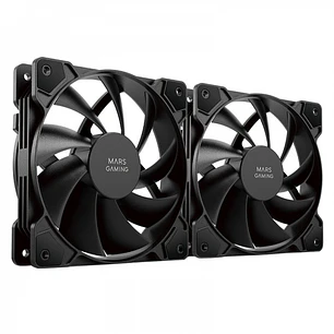 Mars Gaming MFPROX2W Ventiladores Profesionales - Ultra Silenciosos - Rodamientos FDB - Conectividad 3PIN+4PIN - Kit de 2 Unidades - Blanco o Negro - 