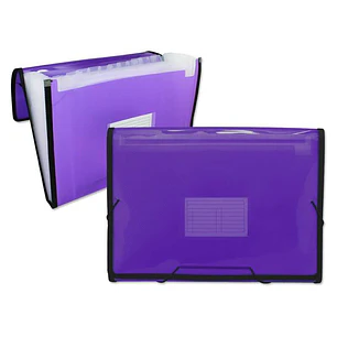 Ingraf Carpeta Frame Fuelle 13 Departamentos Tamaño A4 - Polipropileno Translucido - Gomas y Solapas - Color Morado